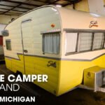 A Vintage Shasta Camper parked inside a Workshop for Restoration Works