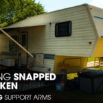 A 5th Wheel RV Parked at an Outdoor for Awning Arms Repair Works