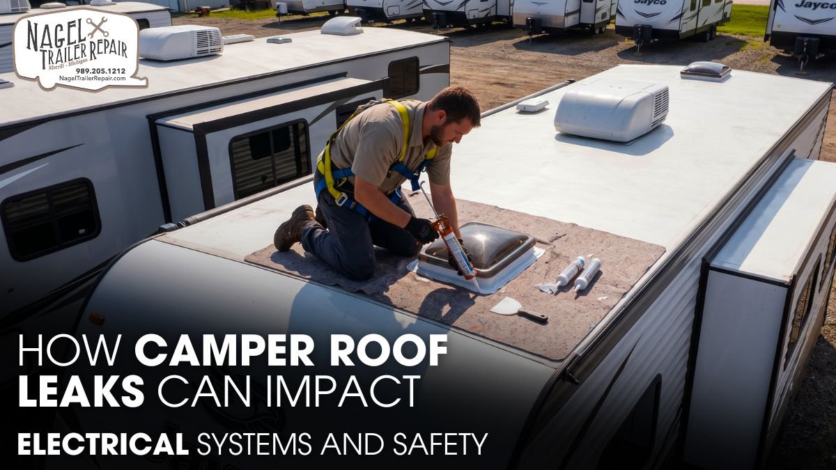 A Male Technician Repairing a Jayco Camper's Roof Leak