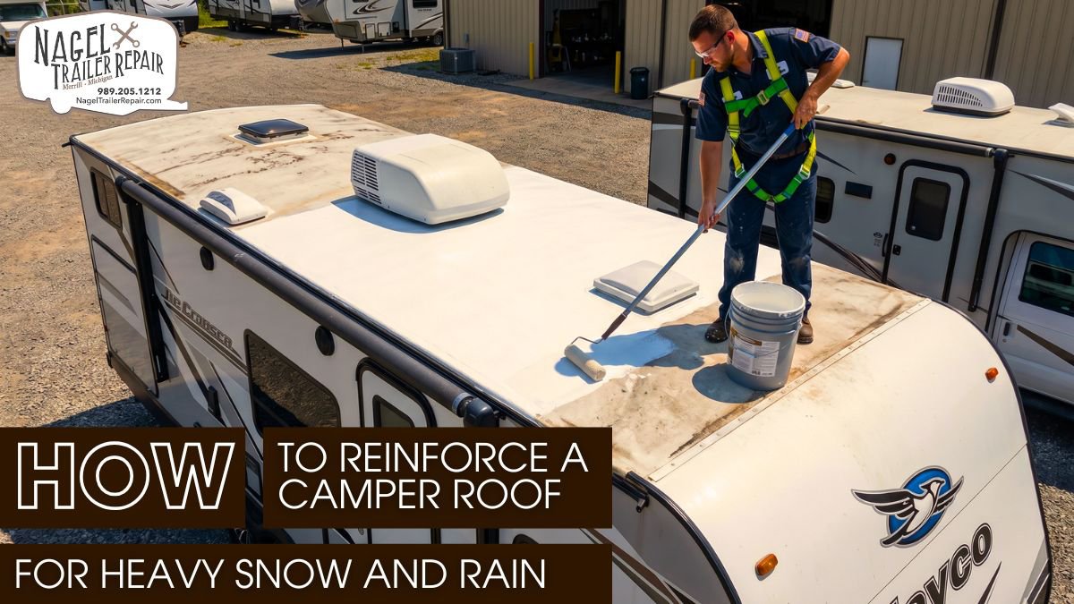 A Male Technician Doing Camper Roof Coating