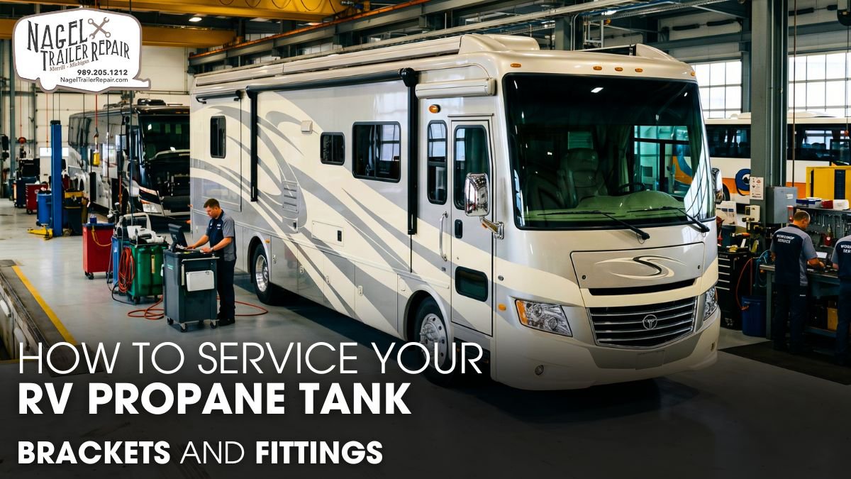 A Class A Motorhome inside a Workshop