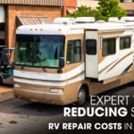 A Class A Motorhome Parked Outside of an RV Repair Shop