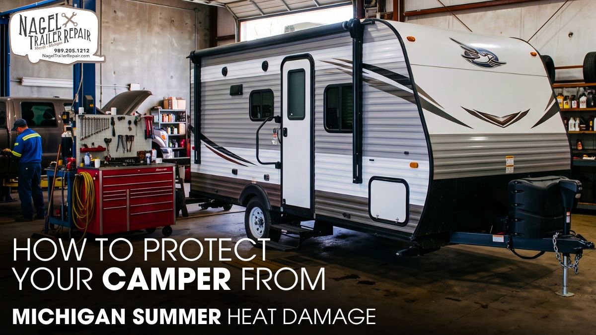 A Jayco Camper Parked inside a Workshop for Maintenance Works